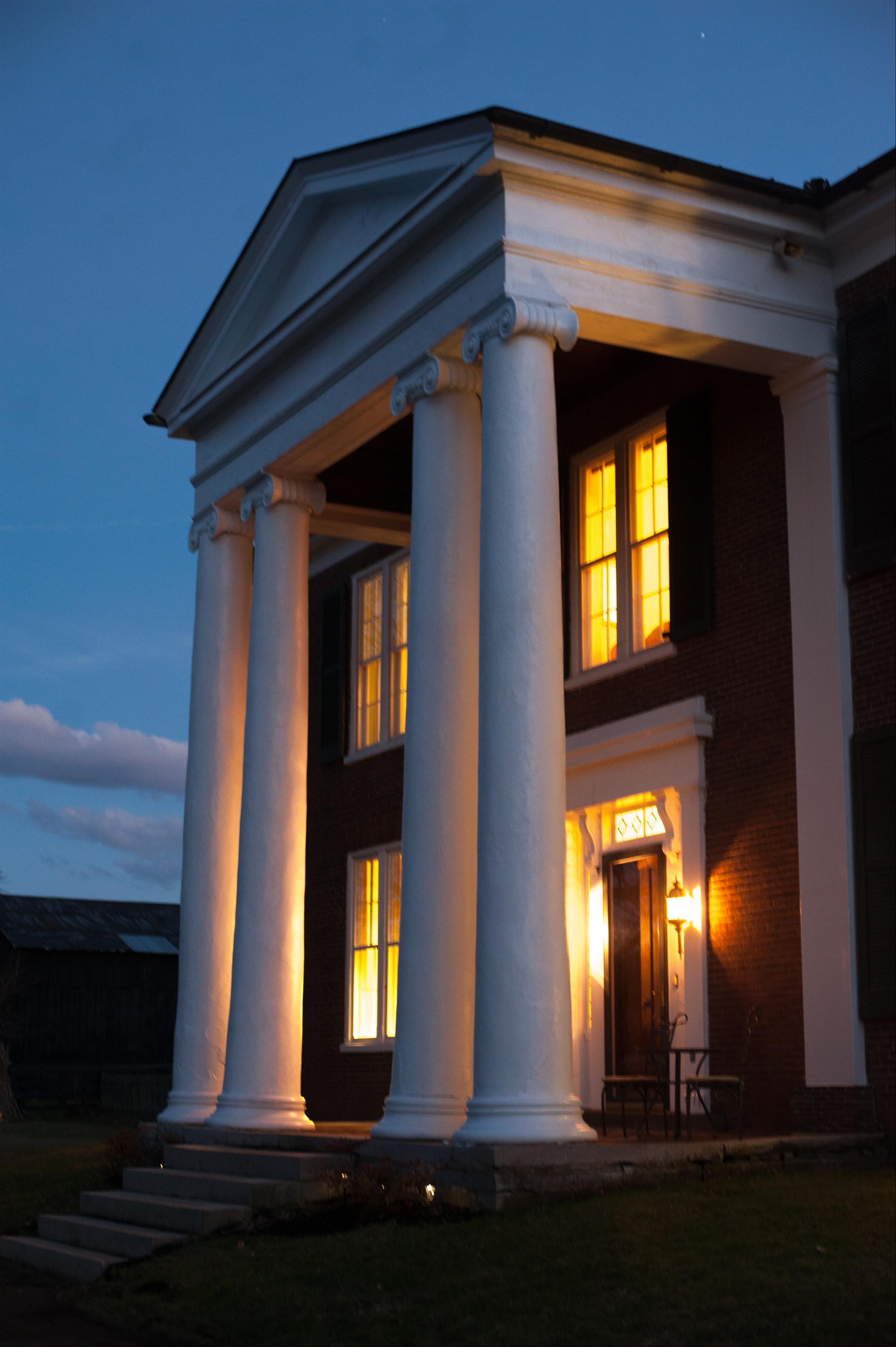 Evening view of front porch on Denny House